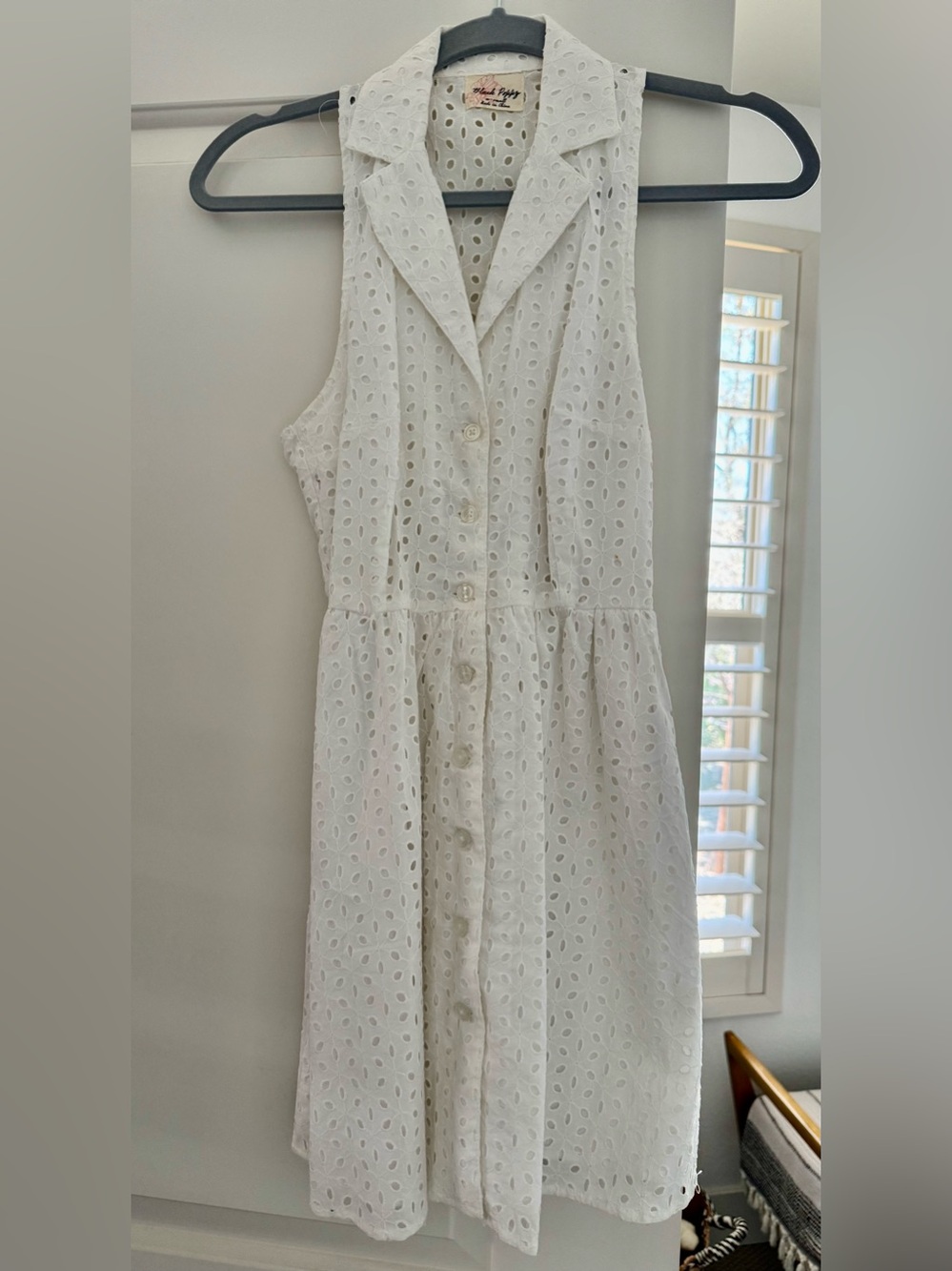 White Eyelet Dress with Collar